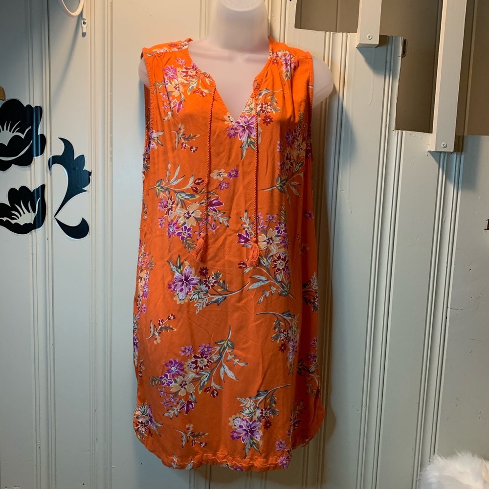 Beachlunchlounge orange floral minidress coverup L